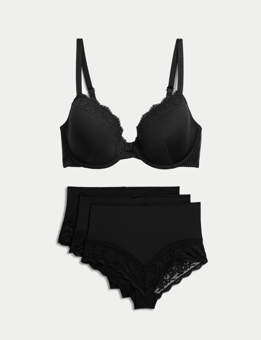 Lace Padded Plunge Wired Bra Set A-E | M&S