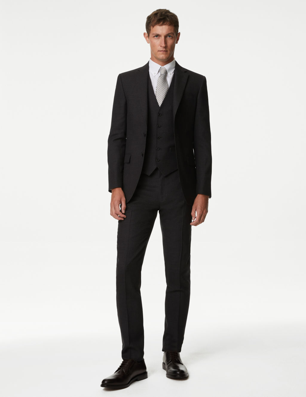 Slim Fit Pure Wool Textured Suit