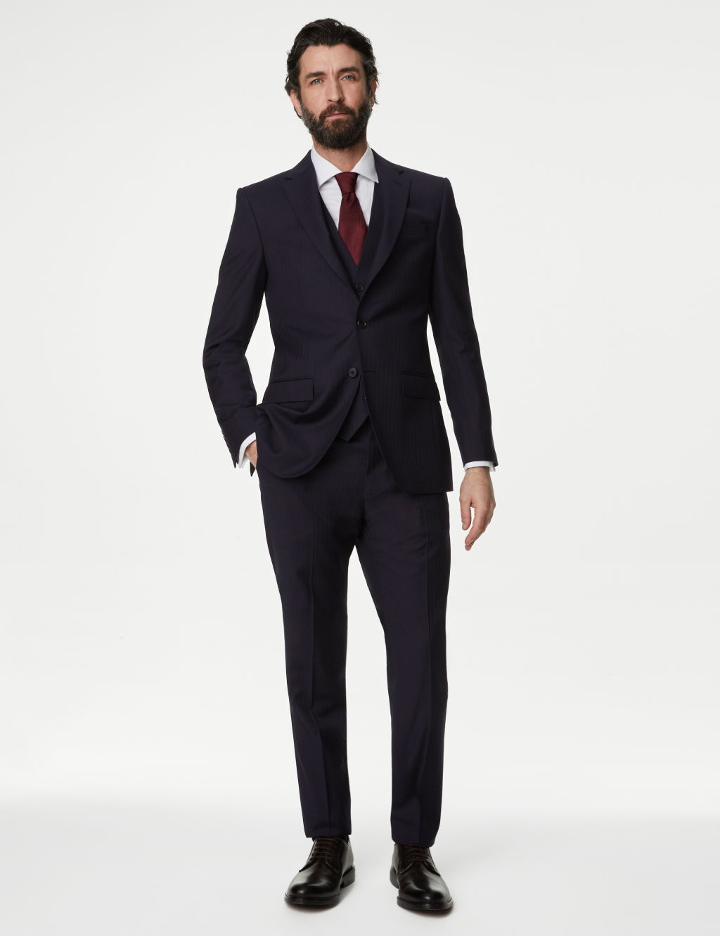 Slim Fit Pure Wool Herringbone Suit