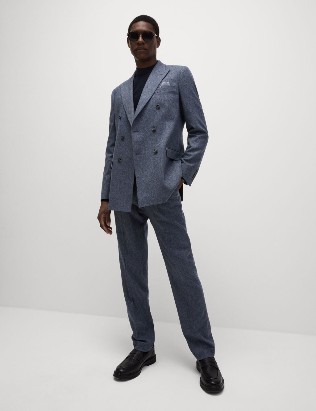 Tailored Fit Wool Rich Donegal Double Breasted Suit