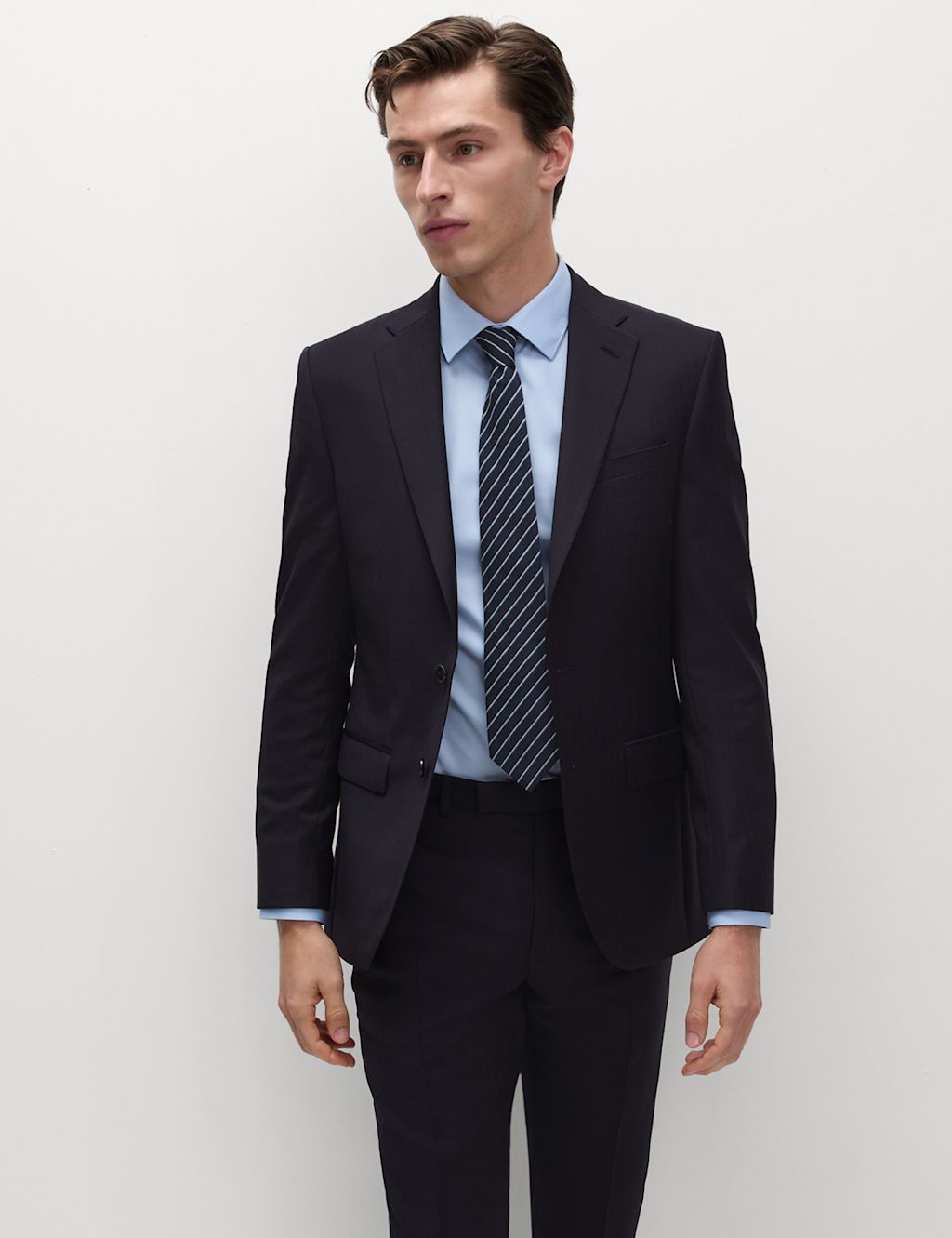 Slim Fit Pure Wool Herringbone Suit