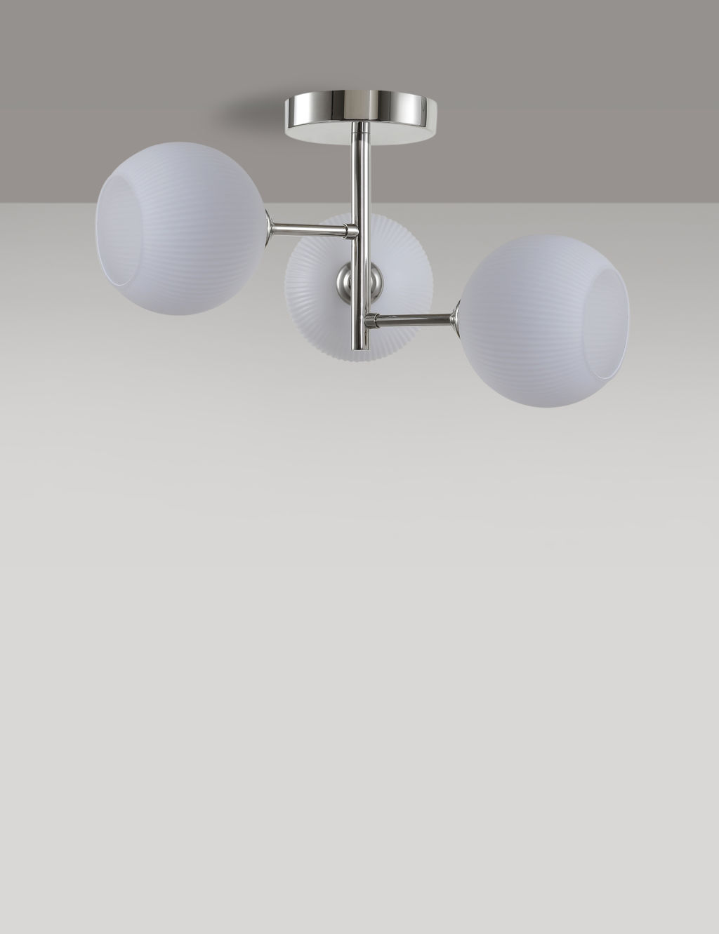 Ribbed Globe Flush Ceiling Light