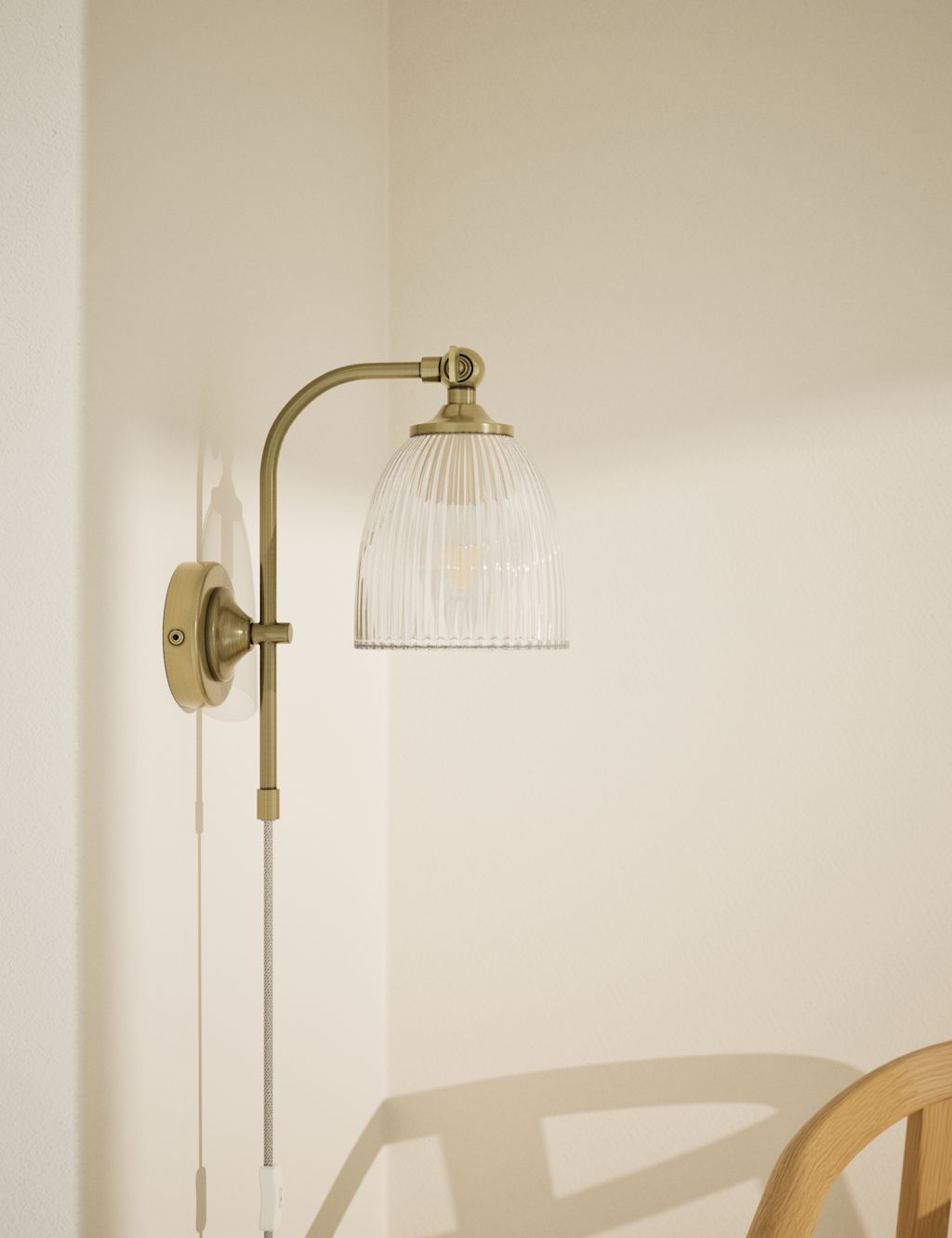 Ribbed Plug In Wall Light