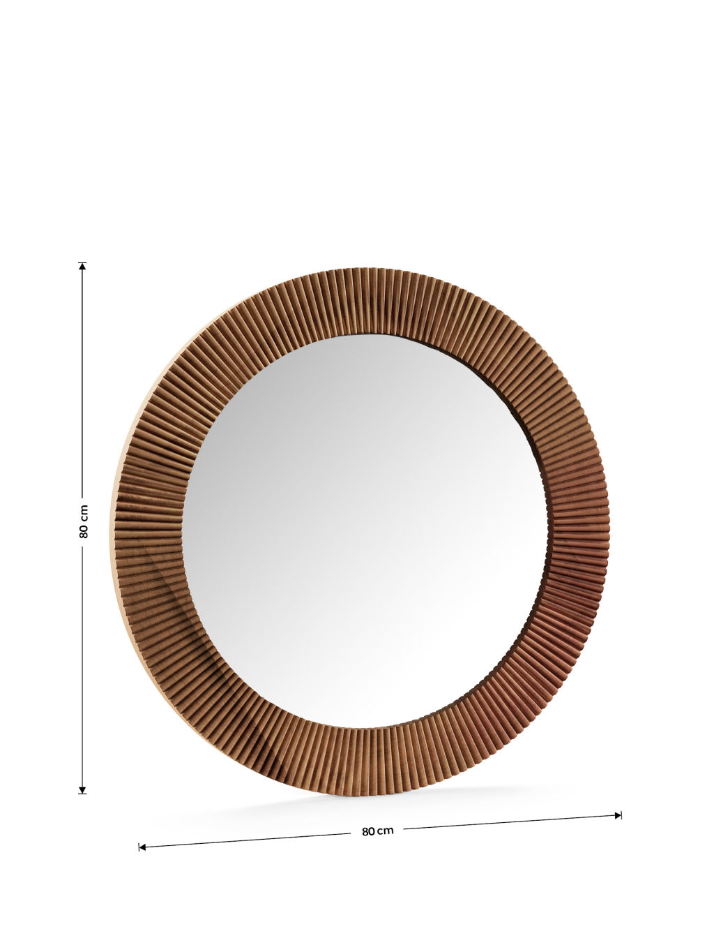 Fredrick Wooden Frame Round Wall Mirror 5 of 5