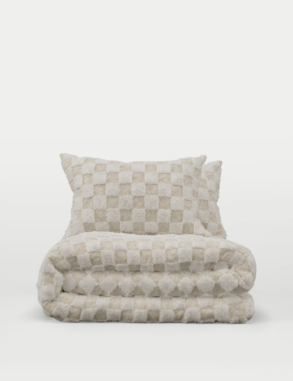 Fleece Checkerboard Textured Bedding Set 1 of 5