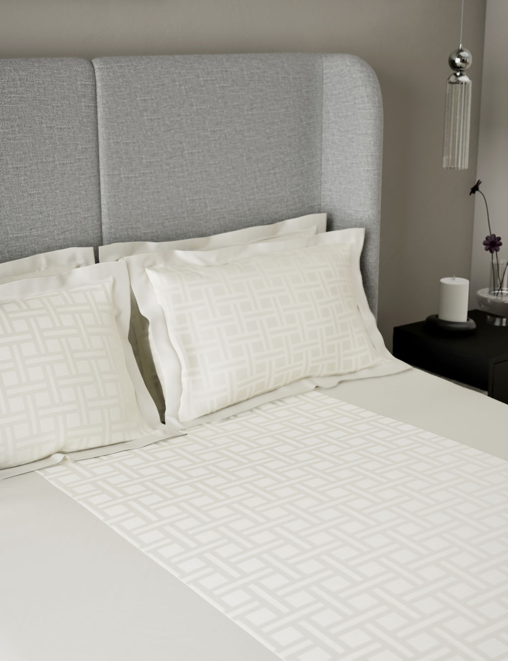 2pk Geometric Sateen Jacquard Oxford Pillowcases