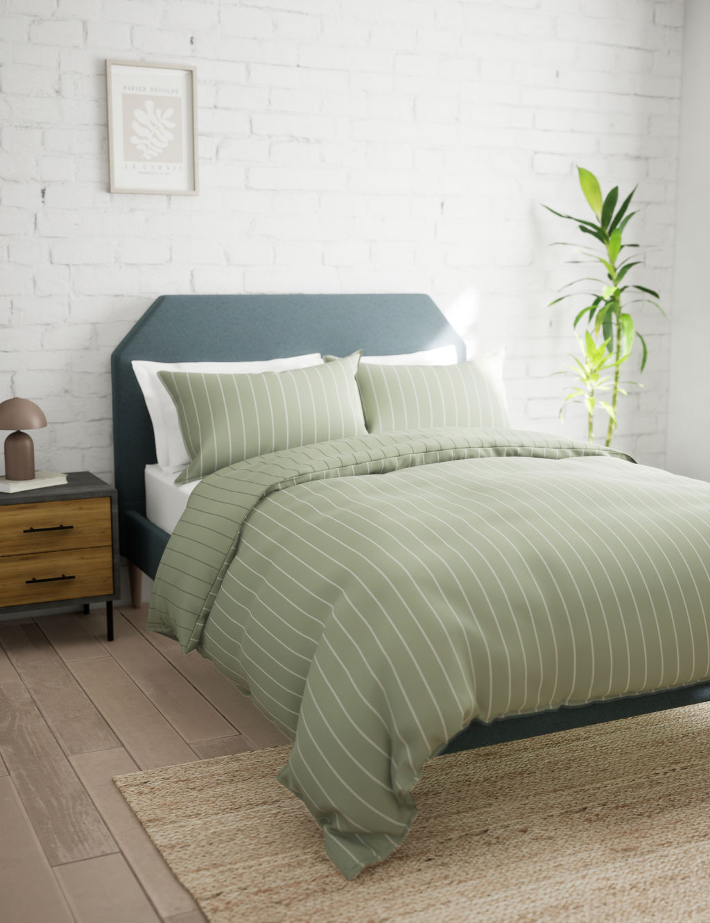 Cotton Rich Narrow Striped Bedding Set