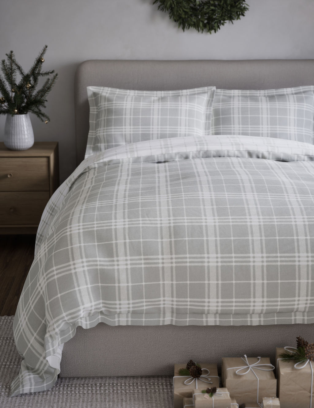 Brushed Cotton Checked Bedding Set