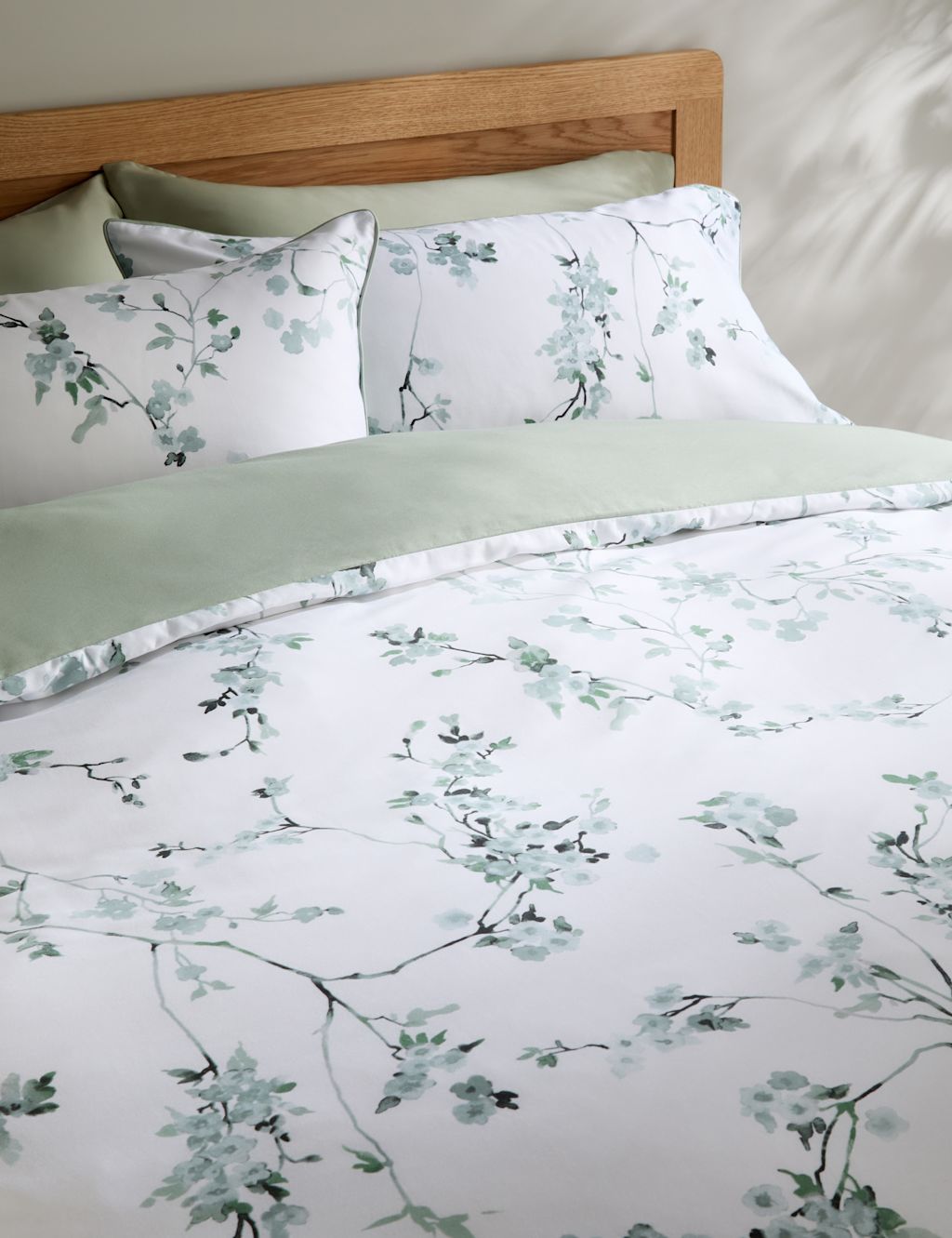 Pure Cotton Sateen Trailing Cherry Blossom Bedding Set