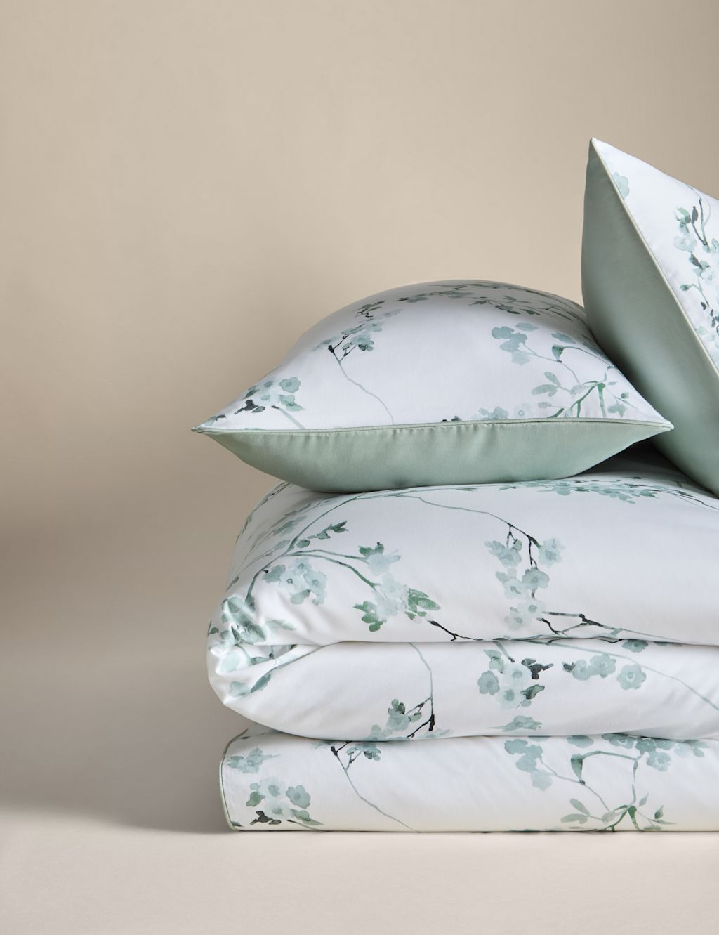 Pure Cotton Sateen Trailing Cherry Blossom Bedding Set
