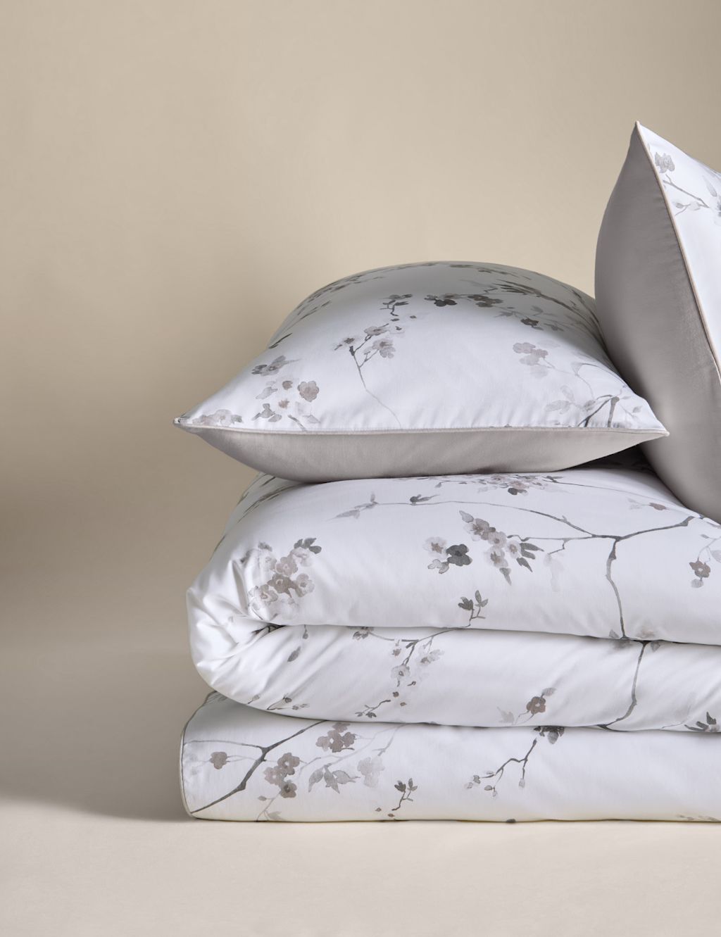 Pure Cotton Sateen Trailing Cherry Blossom Bedding Set