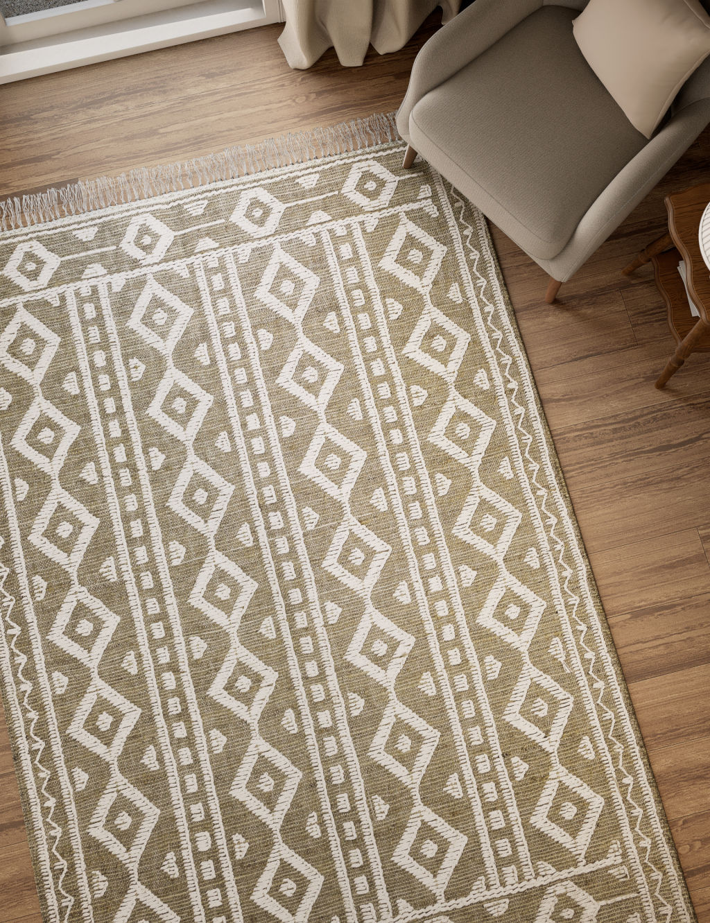 Cotton Blend Diamond Woven Rug