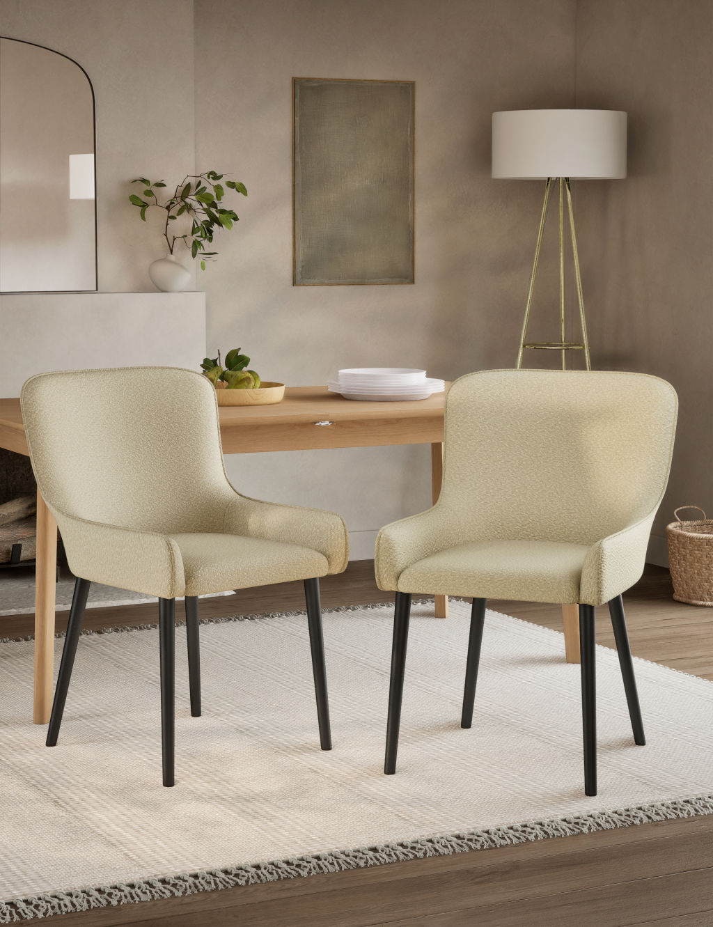 Set of 2 Braxton Boucle Dining Chairs 3 of 7