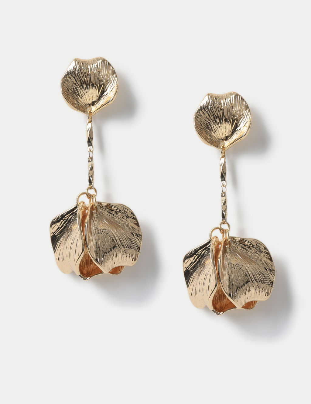 Gold Tone Floral Detail Drop Earring