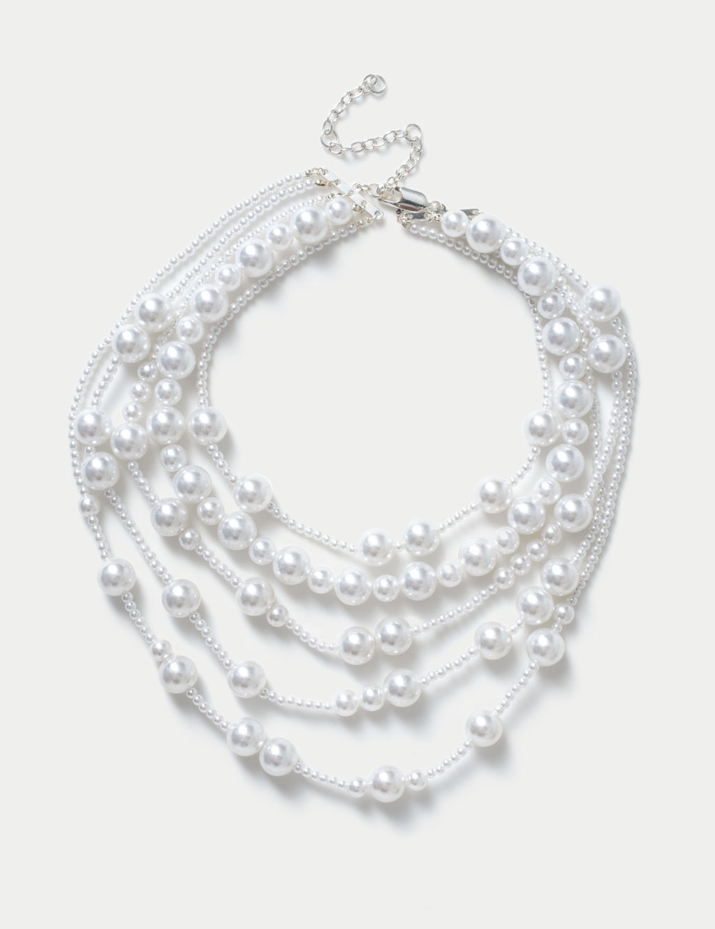 Multi Row Pearl Layer Necklace