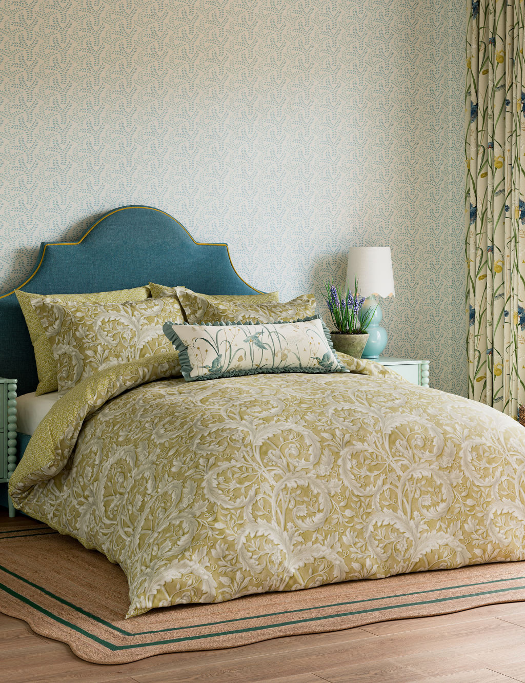 Pure Cotton Tila Lime Bedding Set Sanderson X National Trust M&S