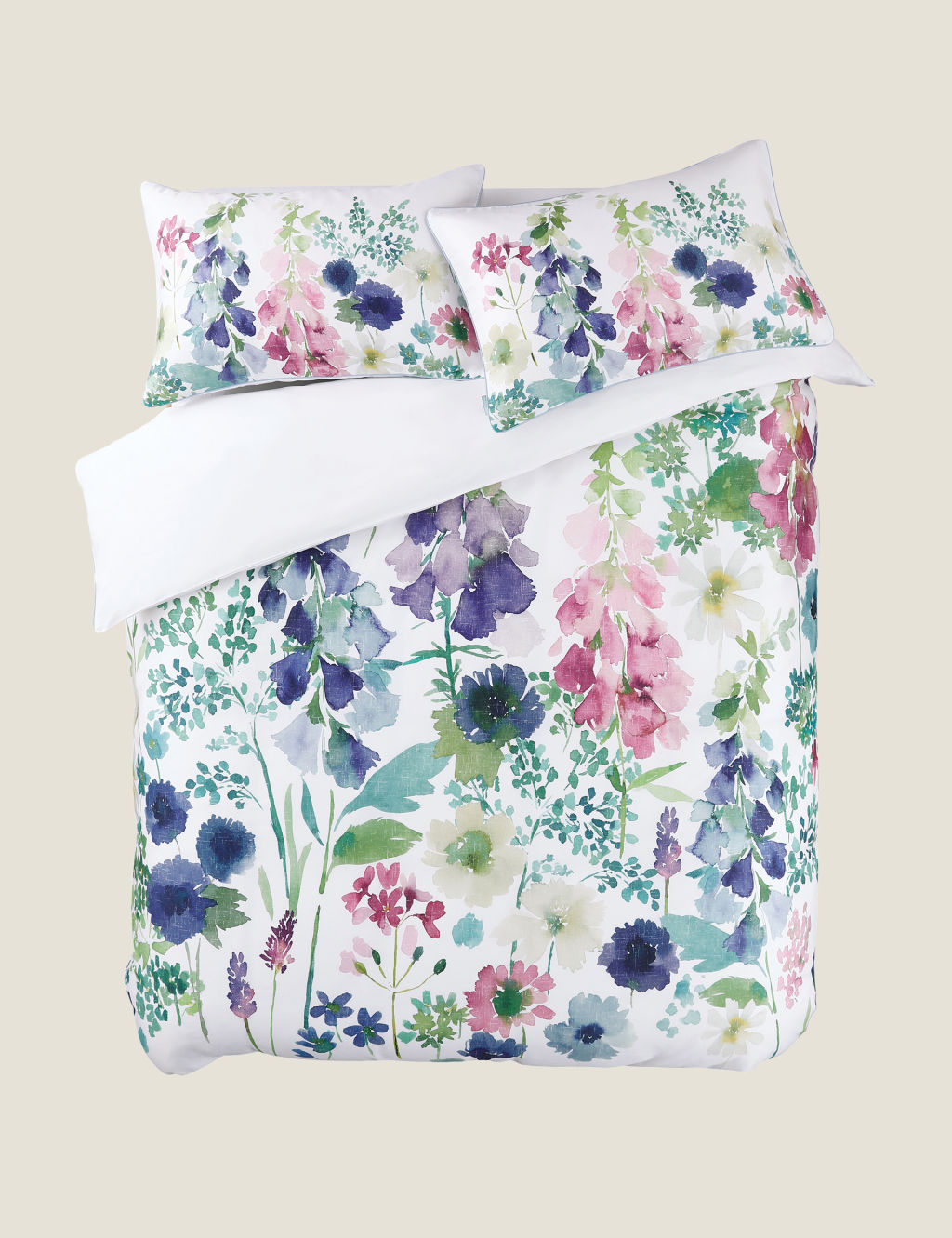 Pure Cotton Foxglove Bedding Set Bluebellgray M&S