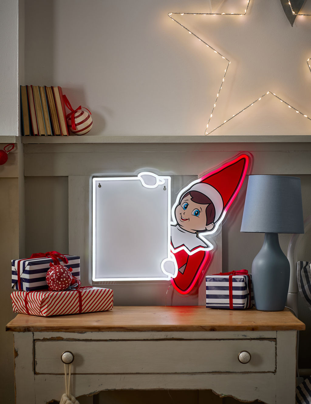 Elf On The Shelf Neon Light Whiteboard Sign