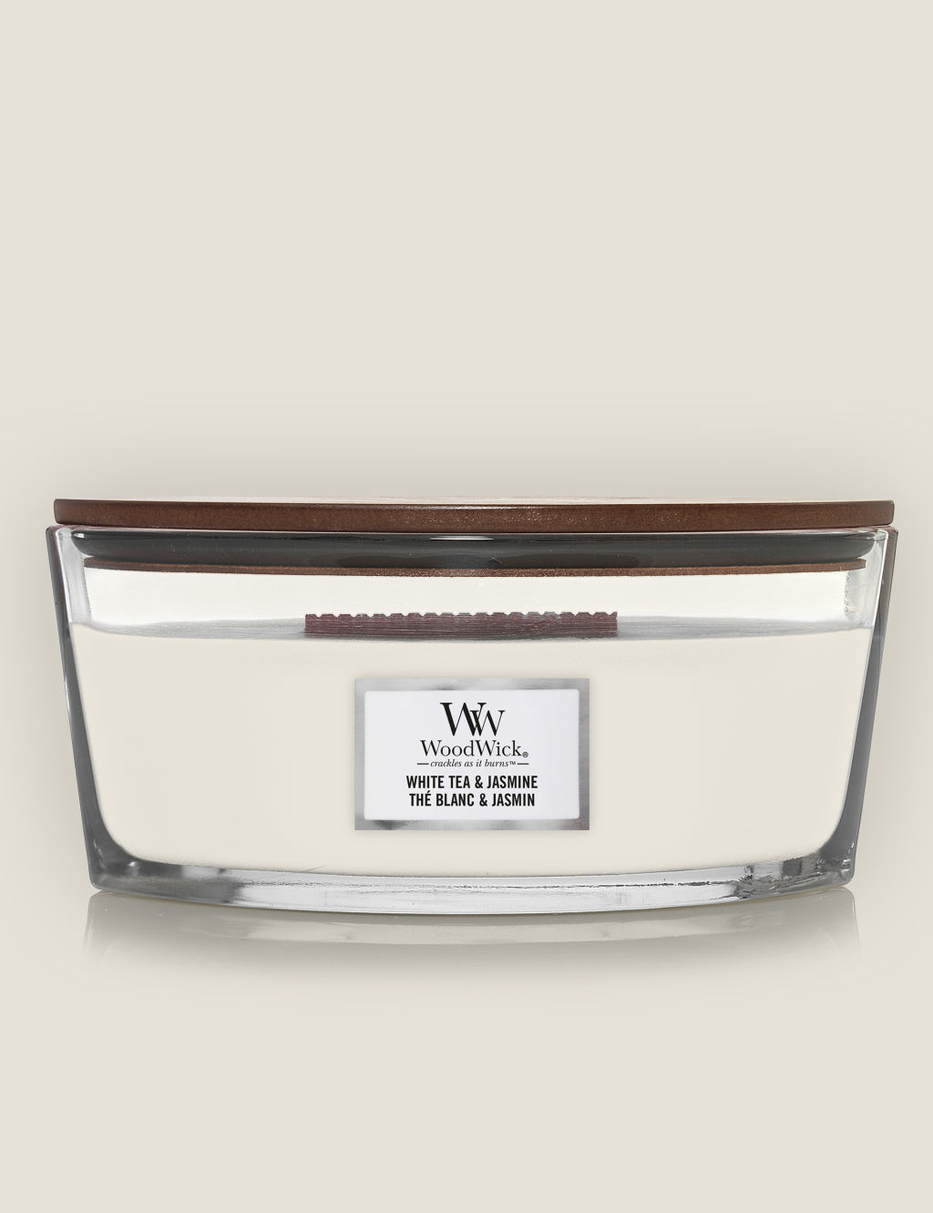 White Tea & Jasmine Scented Candle with Crackle Wick
