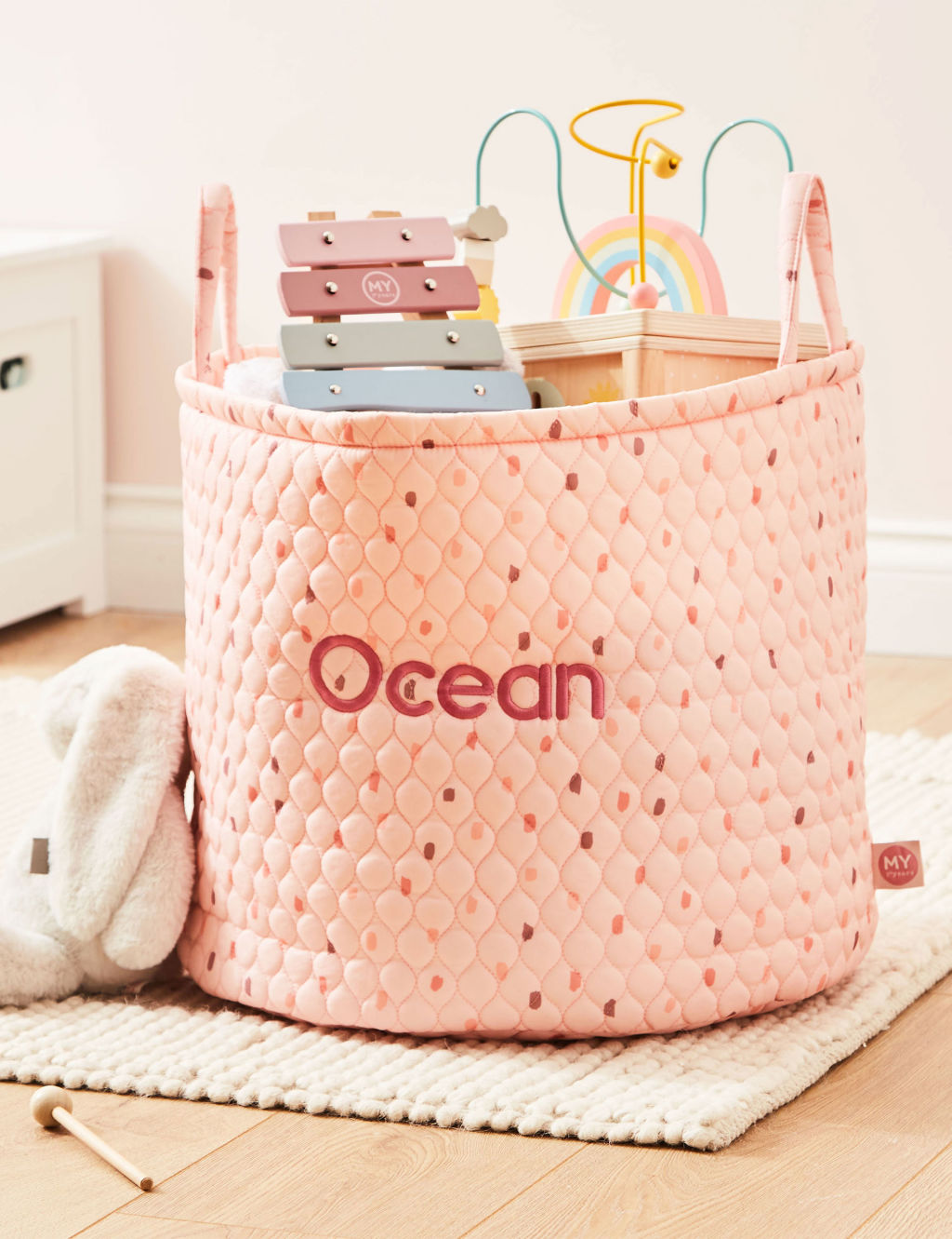 Personalised Large Pink Polka Dot Storage Bag