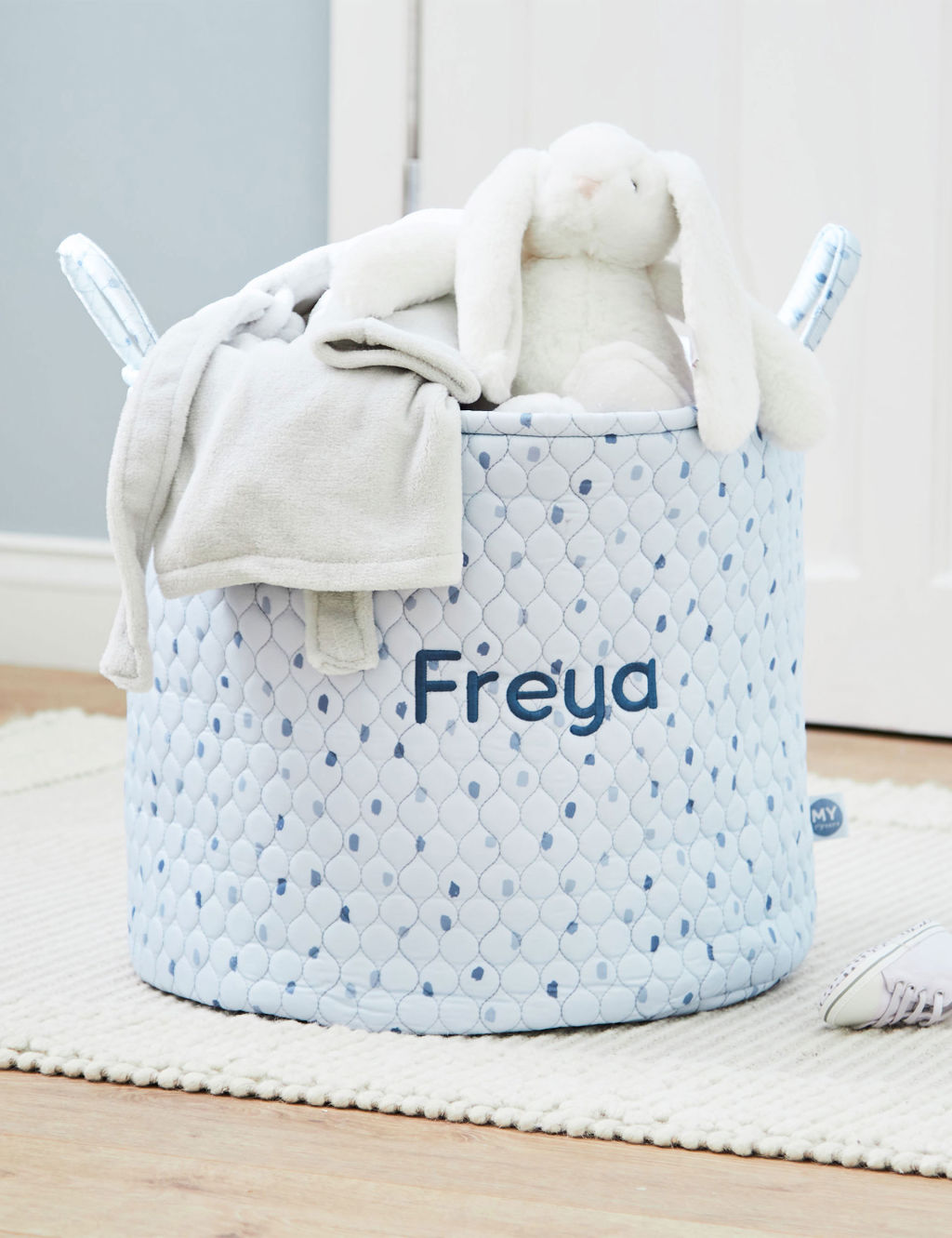 Personalised Large Blue Polka Dot Storage Bag