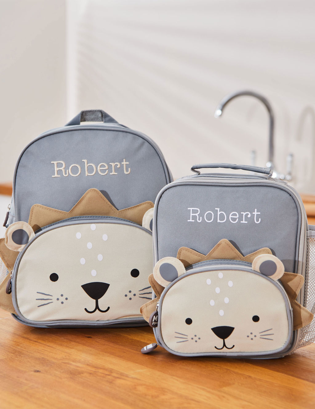 Personalised Lion Character Backpack and Lunchbag Set