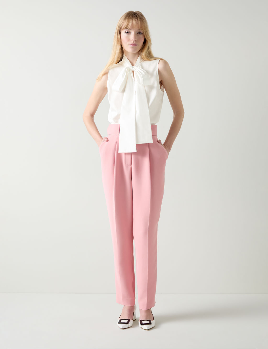 Pure Cotton Tie Neck Blouse