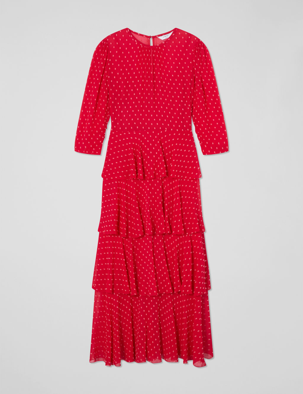 Textured Polka Dot Ruffle Maxi Tiered Dress 1 of 4