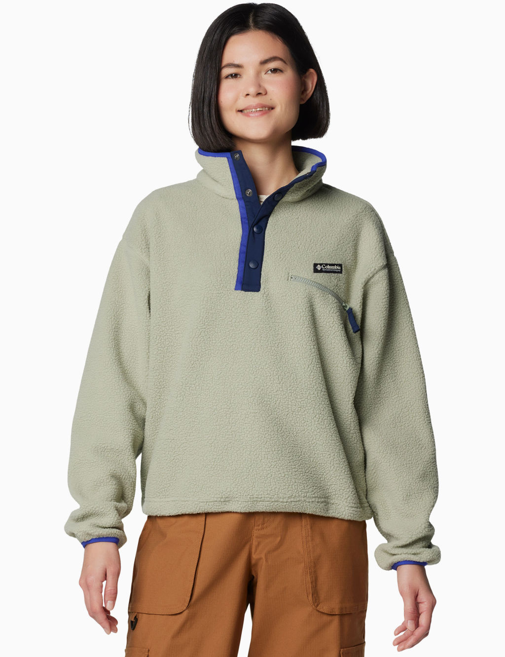 Fleece Funnel Neck Cropped Sweatshirt