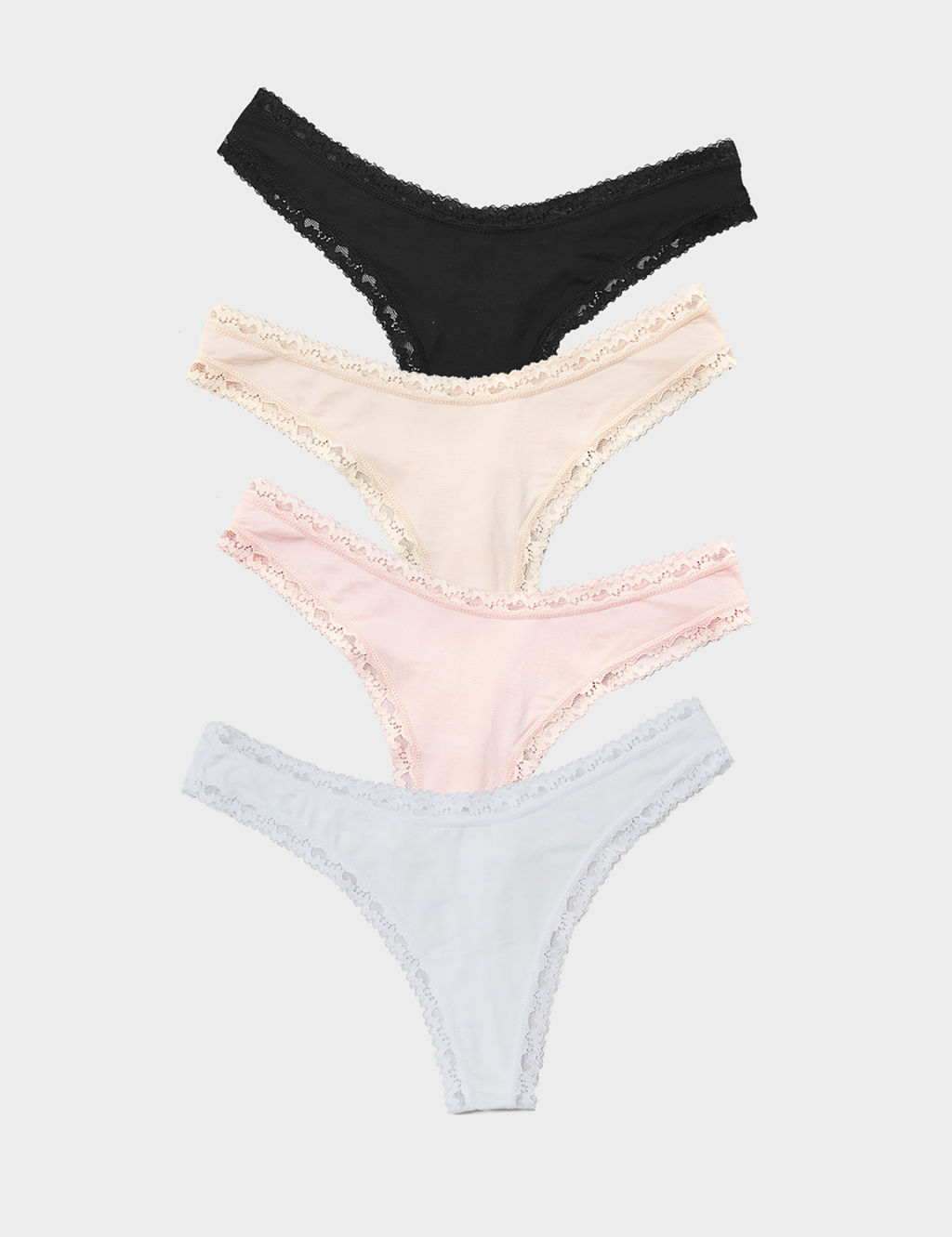 4pk Lace Trim Thongs