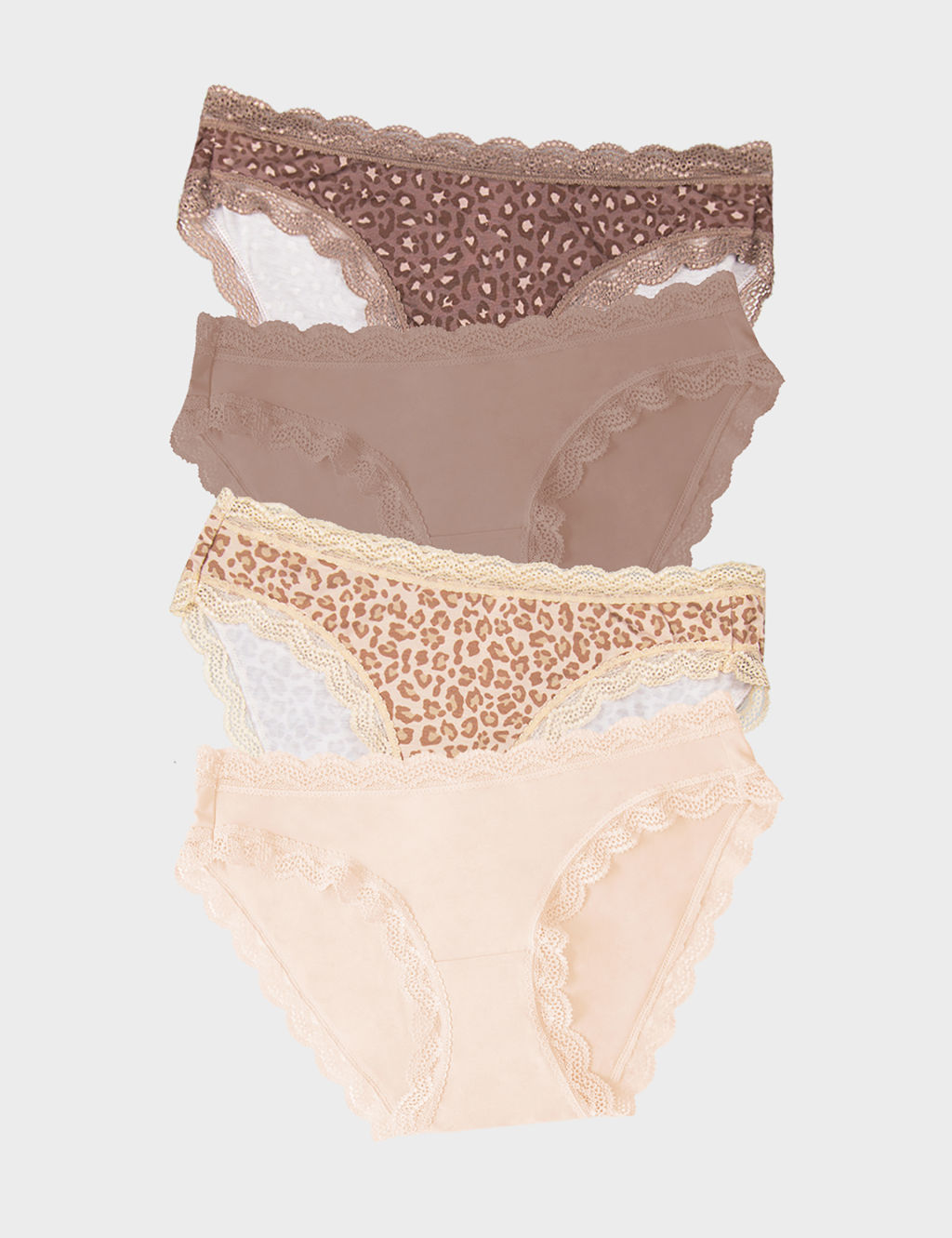 4pk Animal Print & Plain Bikini Knickers