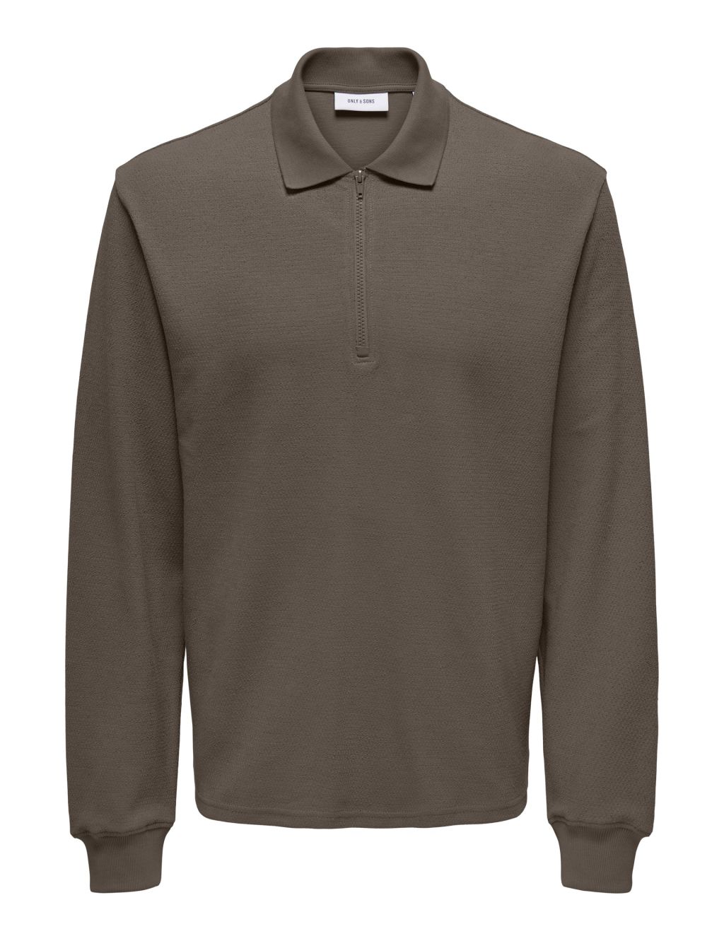 Cotton Rich Half Zip Long Sleeve Polo Shirt