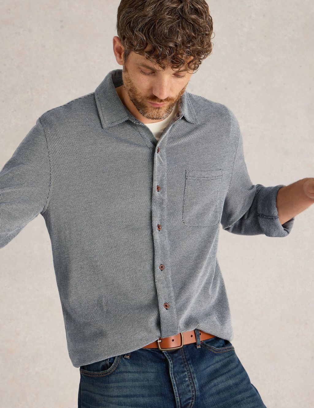Easy Iron Pure Cotton Piqué Jersey Shirt