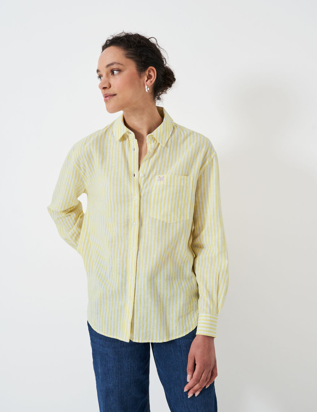Linen Rich Striped Collared Relaxed Shirt 3 of 5