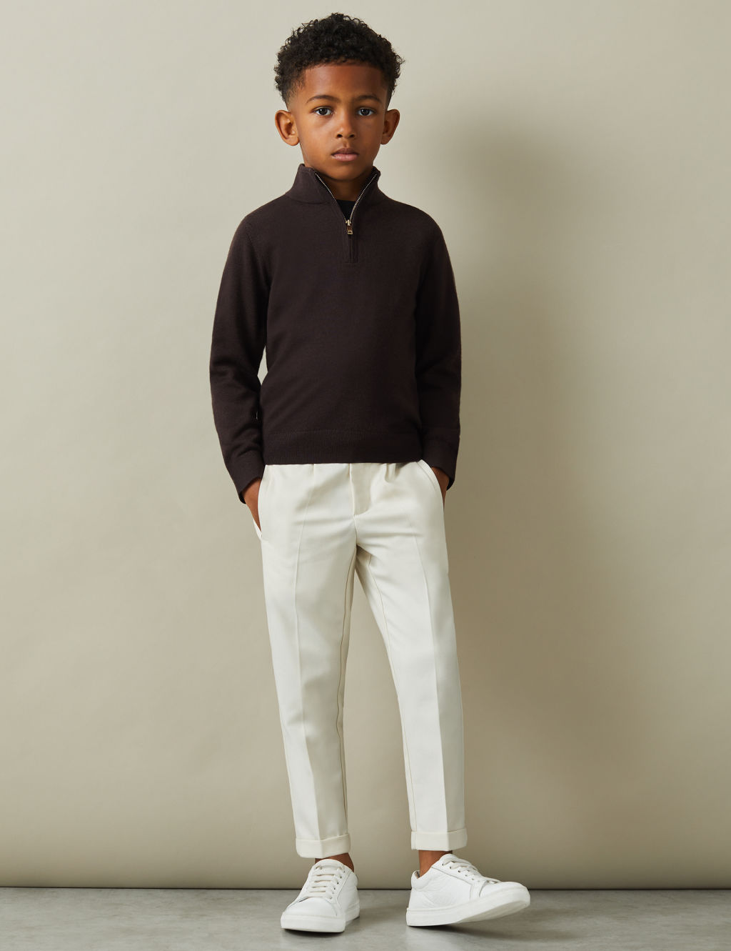Pure Wool Knitted Half Zip Jumper (3-14 Yrs)