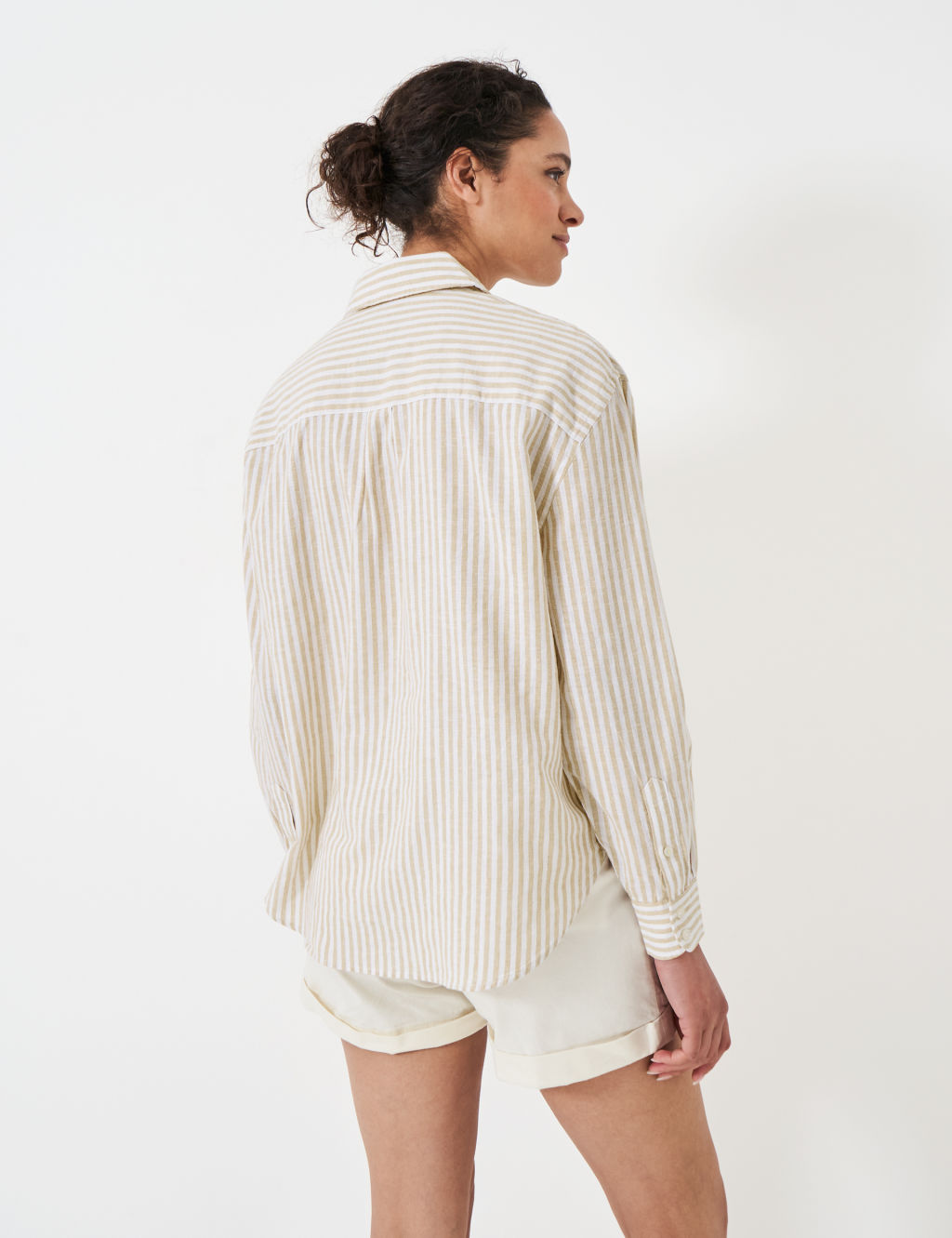 Linen Rich Striped Collared Relaxed Shirt 4 of 5