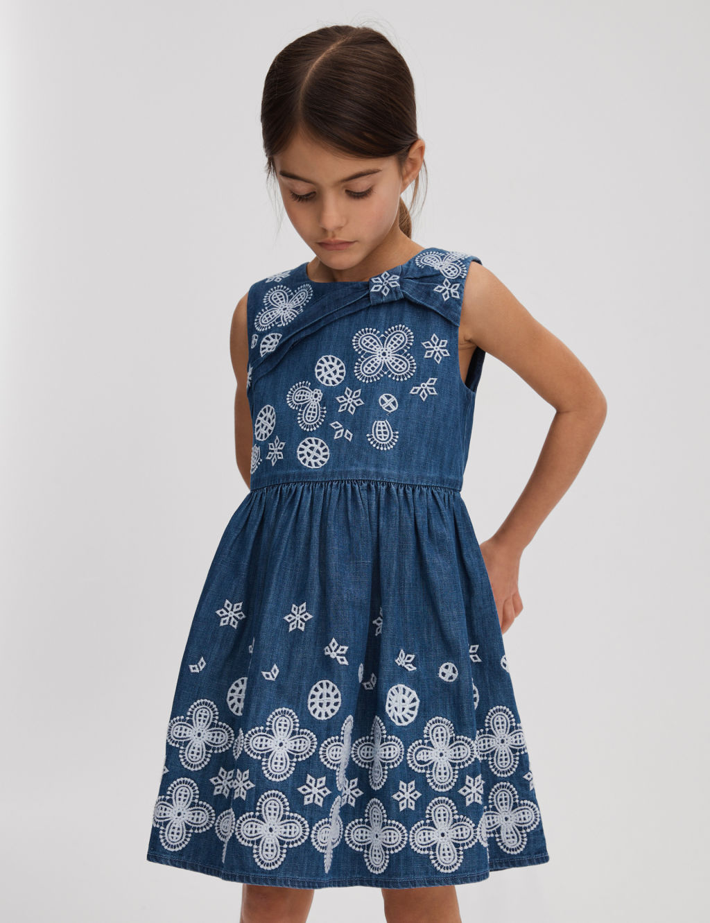 Denim Embroidered Dress (4-14 Yrs) 3 of 4