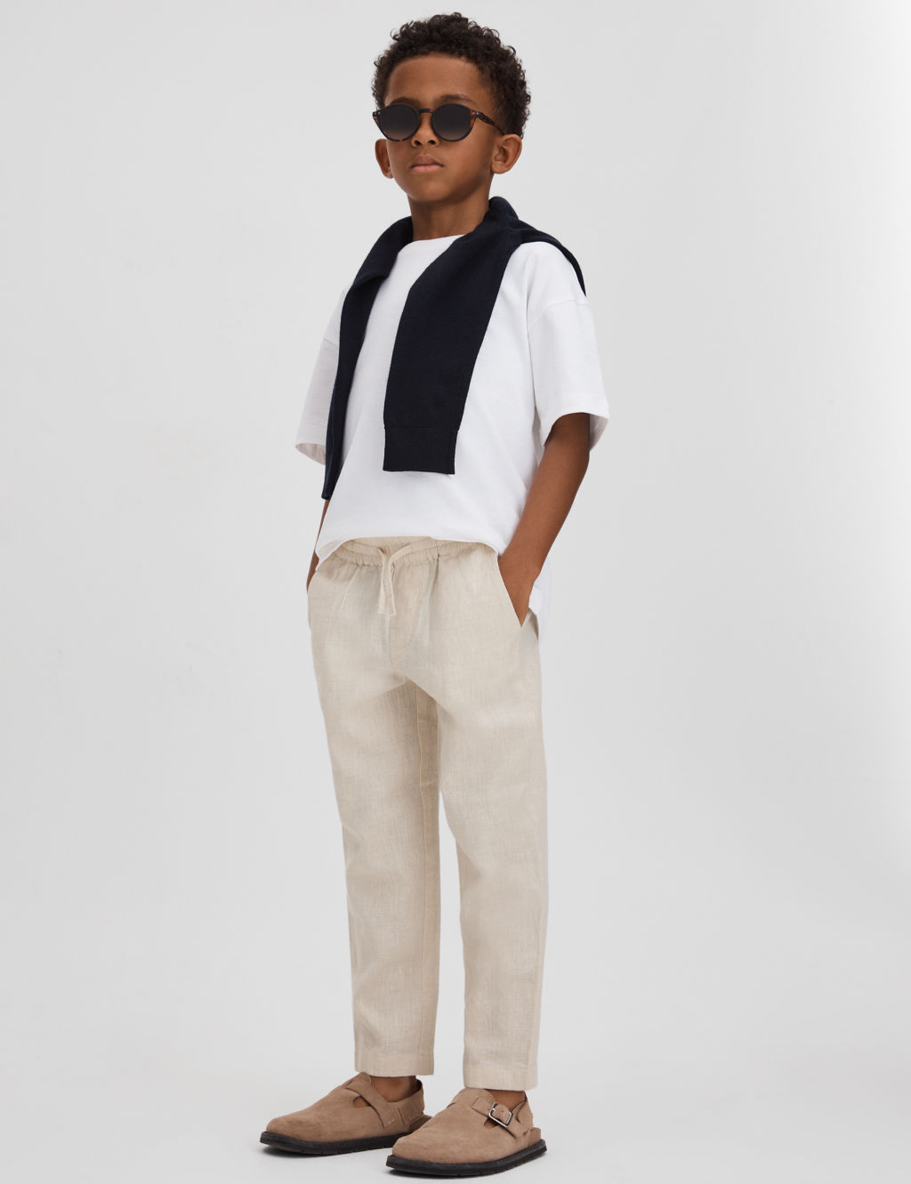 Pure Linen Elasticated Waist Trousers (3-14 Yrs) 3 of 4