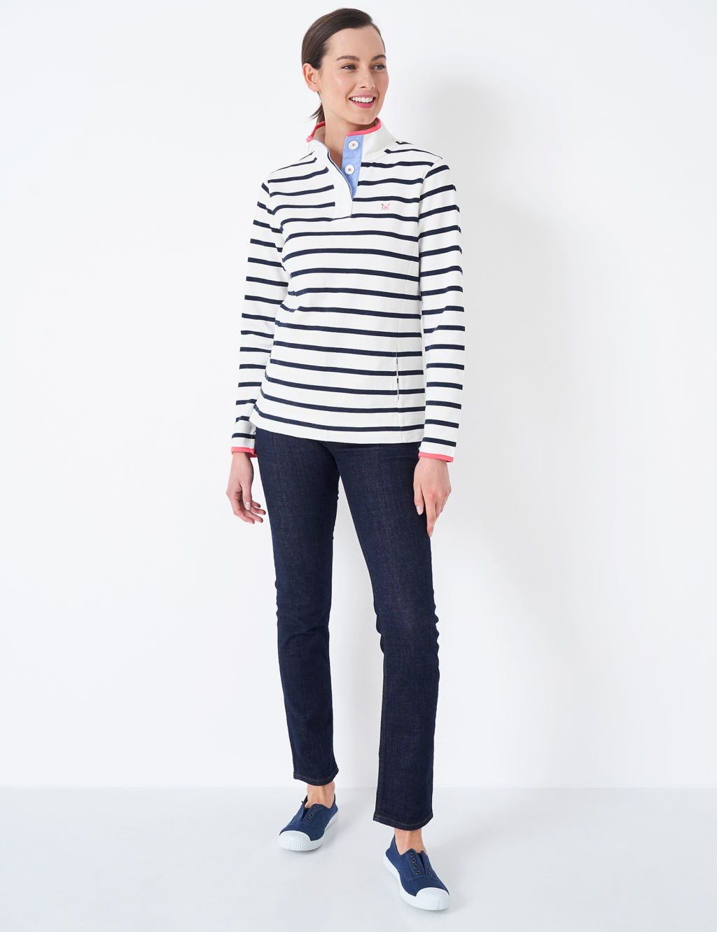 Pure Cotton Striped Funnel Neck Sweatshirt 2 of 4