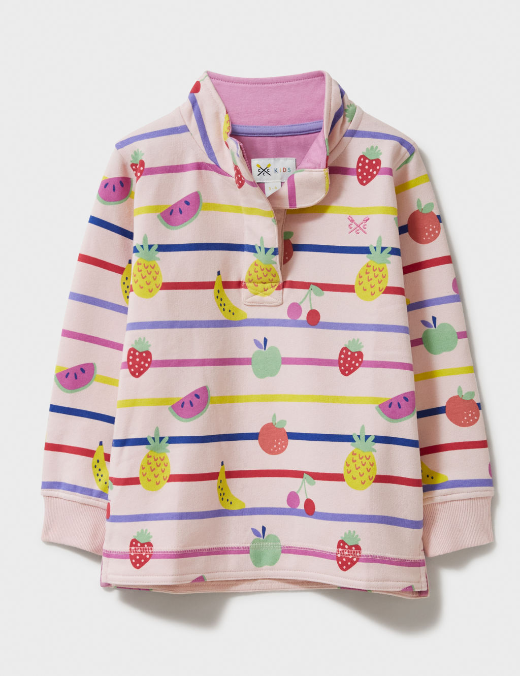 Cotton Rich Fruit Print Half Zip Sweatshirt (3-12 Yrs)