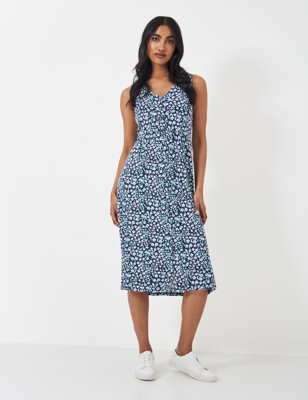 Floral Button Through Midi Tea Dress