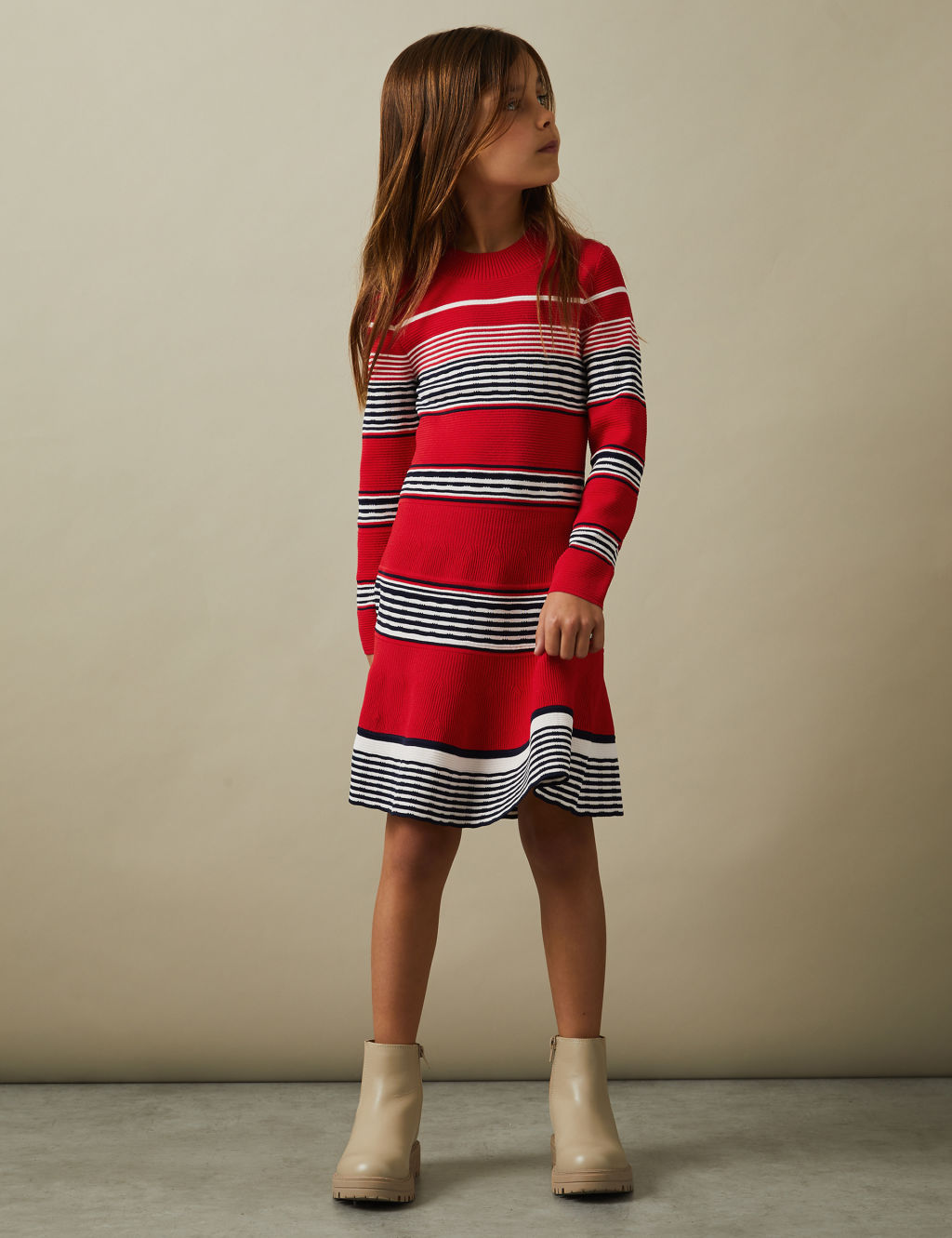 Striped Knitted Dress (4-14 Yrs)