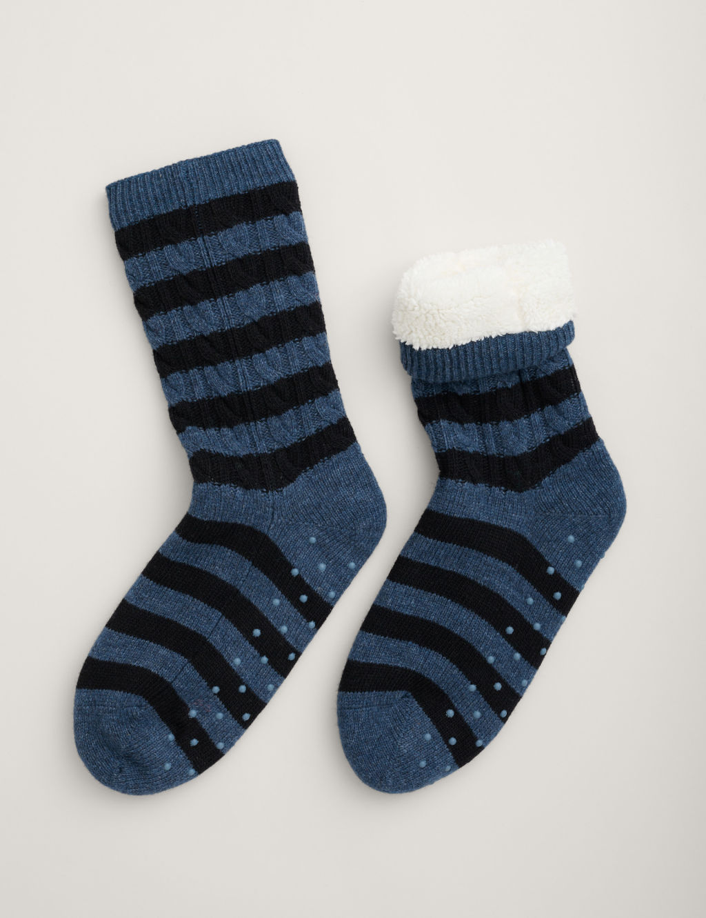 Striped Cable Lambswool Rich Socks