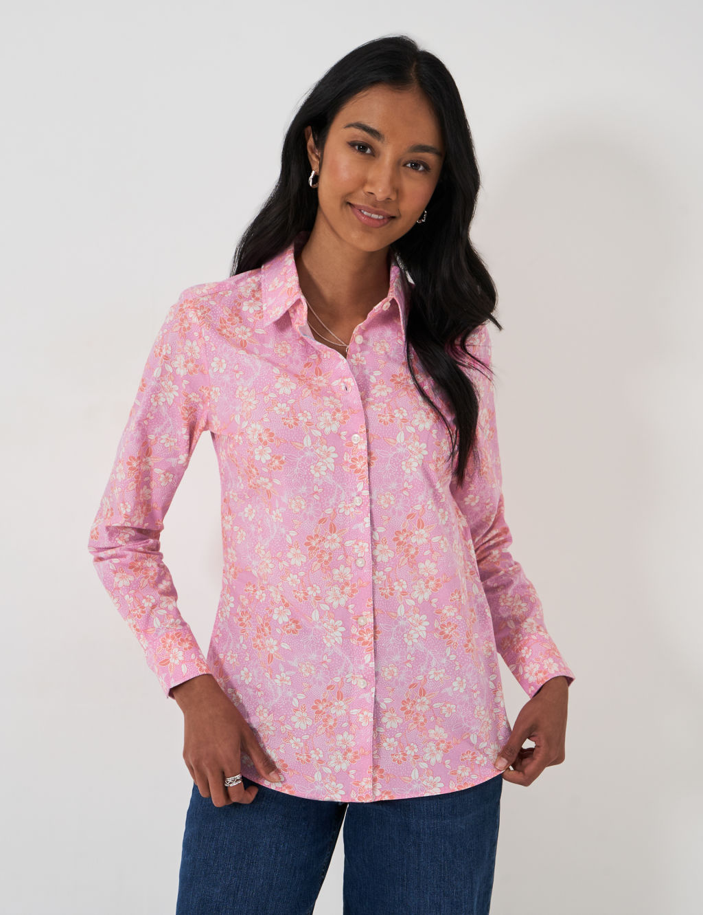 Pure Cotton Floral Button Through Shirt