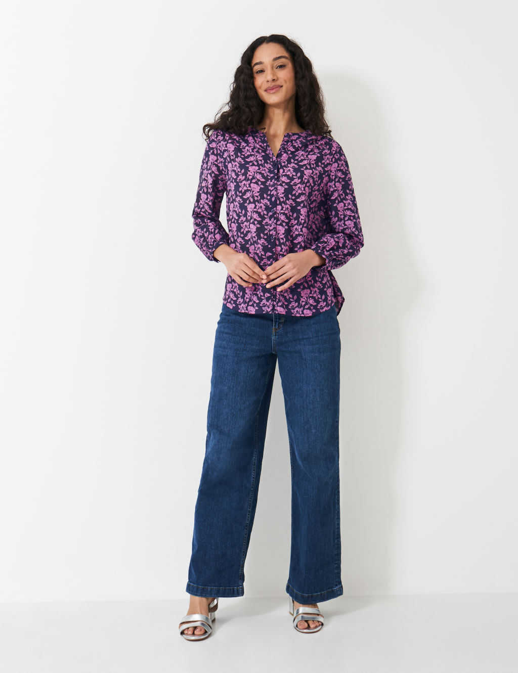 Cotton Rich Floral Button Through Blouse