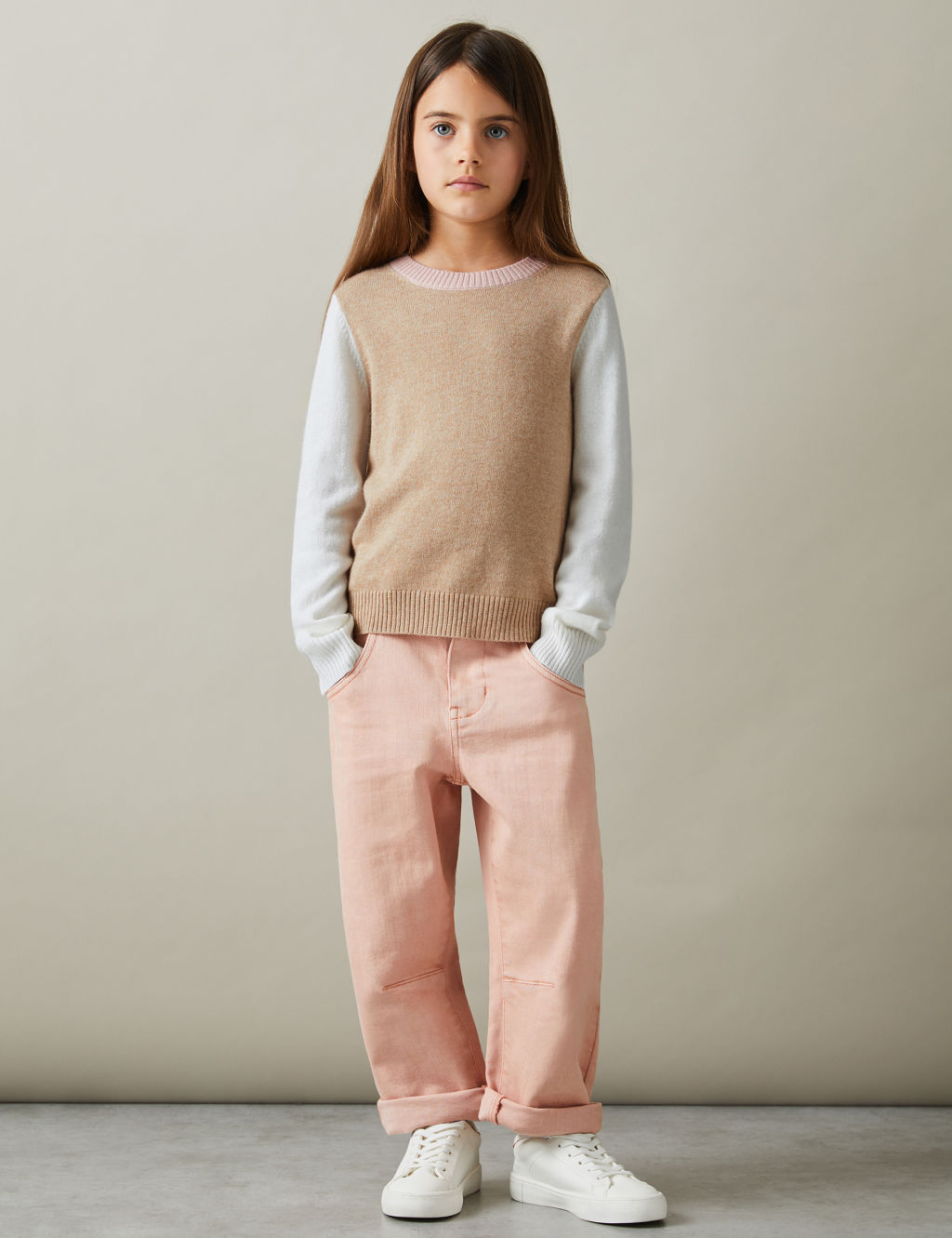 Wool Blend Colour Block Jumper (4-14 Yrs)