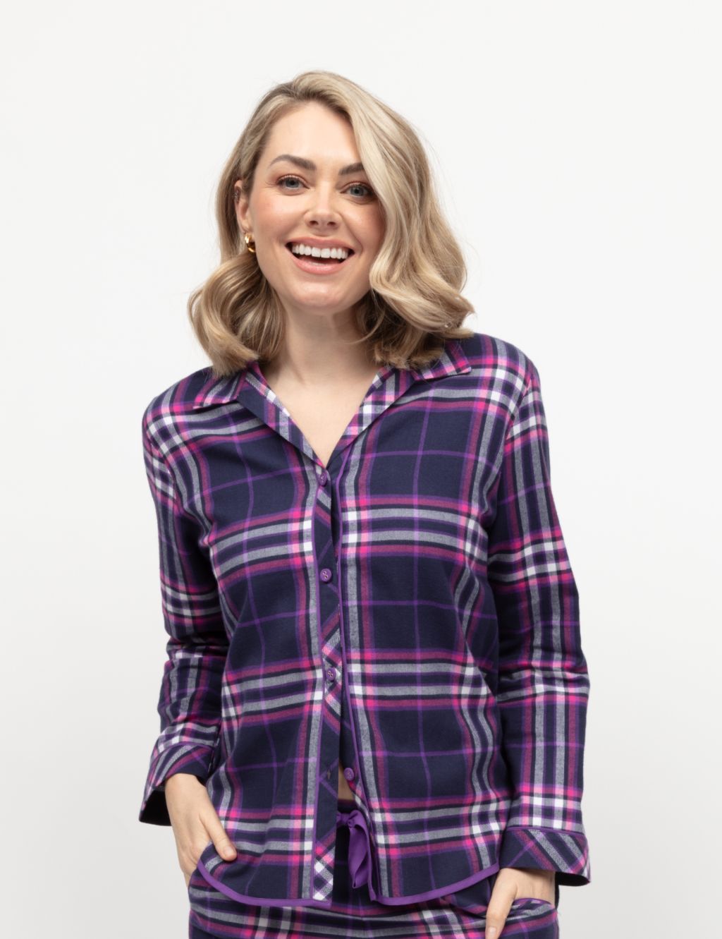 Pure Cotton Checked Pyjama Top