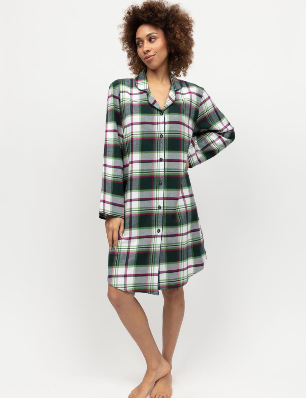 Pure Cotton Checked Short Nightshirt