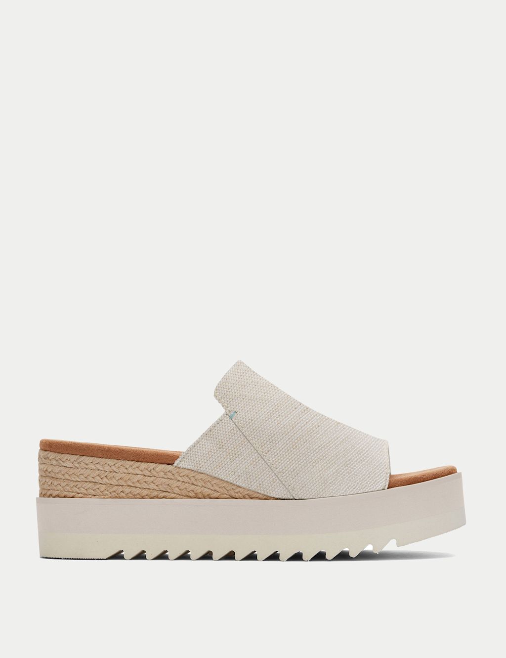 TOMS Canvas Wedge Mules - 8 - Natural