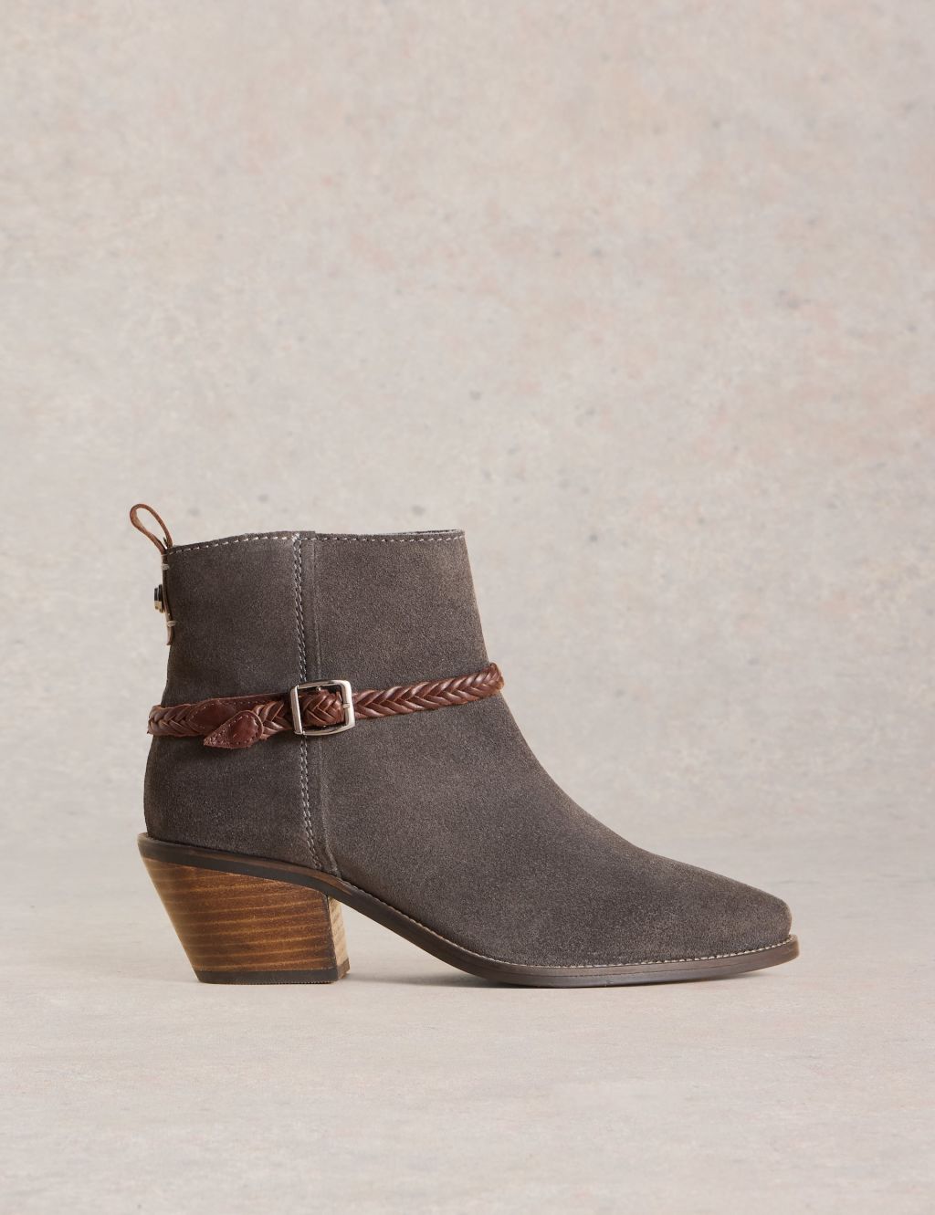 Suede Block Heel Ankle Boots